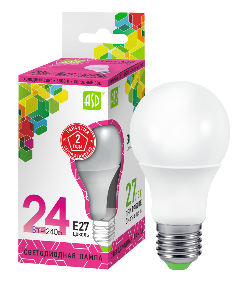 ლედ ა-65-სტდ 24ვტ ე27 6500კ 2160ლმ ასდ   021107