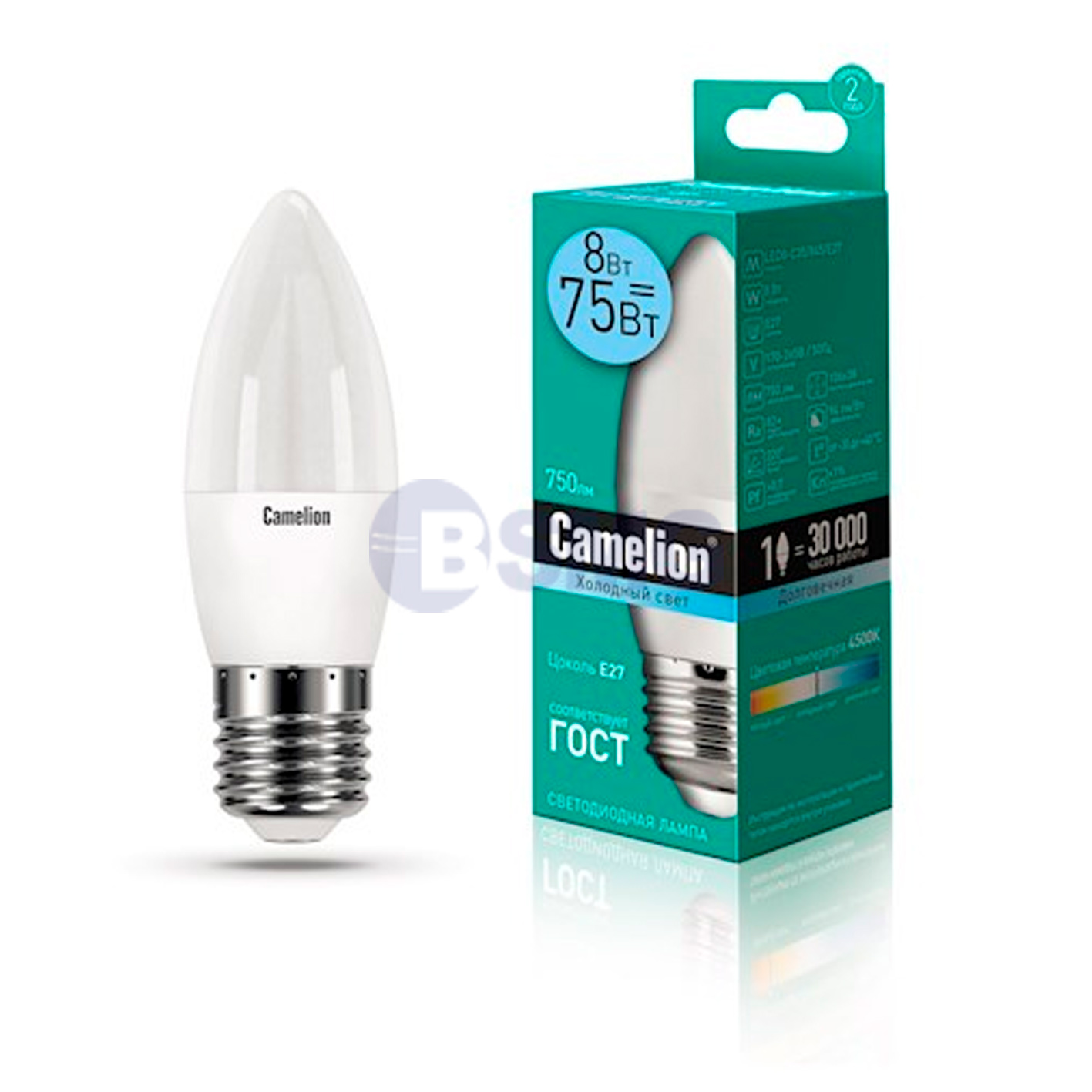 Camelion  LED ნათურა Lamp -  LED8-CW35/830/E14 ნათურა ლედ განათებით ეკონომიური 8 ვატი (ეკვივალენტი 75 ვატის)  თბილი ნათება E14 ცოკოლზე    023719