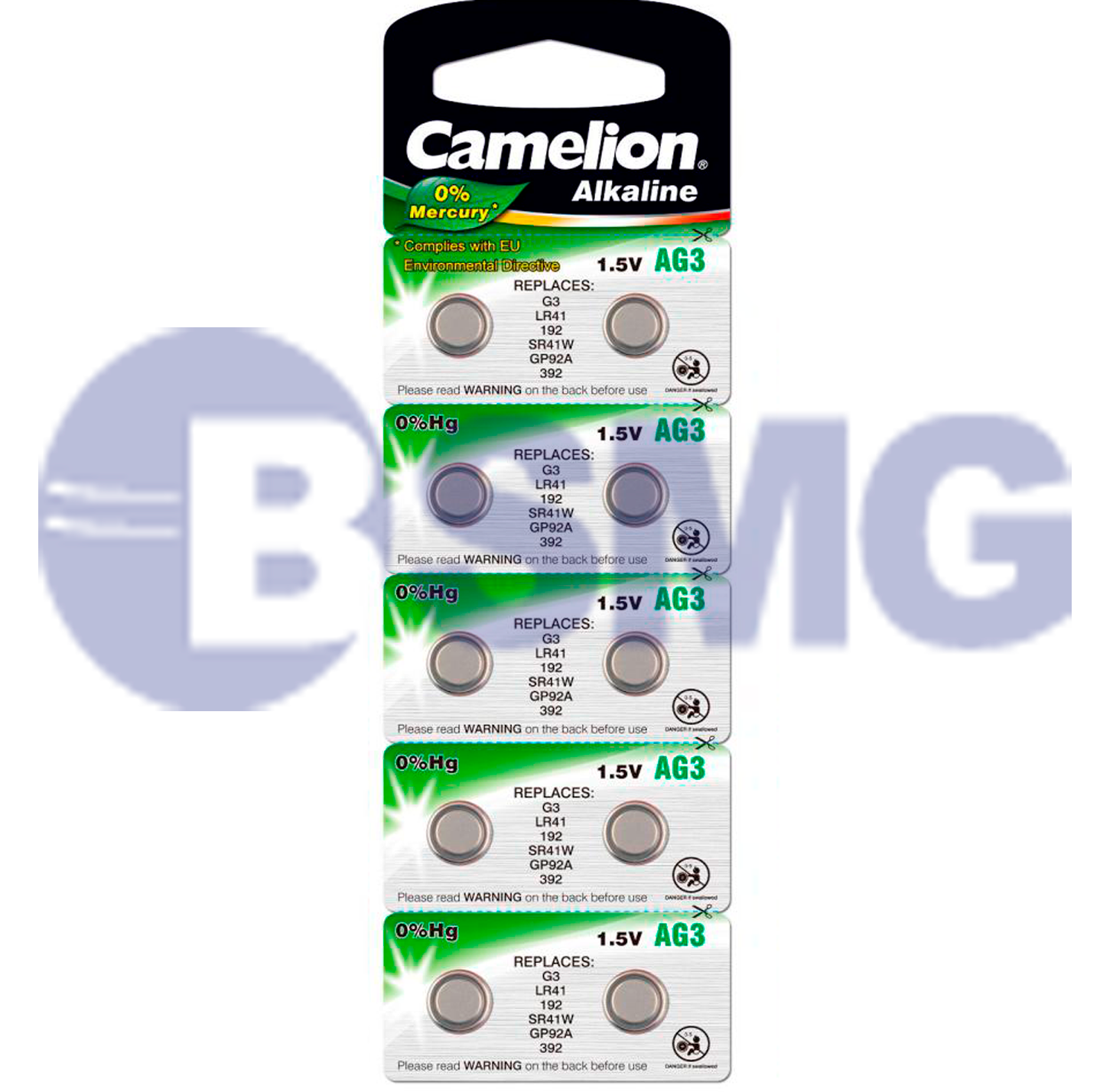 4929 Camelion Alkaline (mercury free) AG3 ელემენტი-ღილაკი,   AG3-BP10(0%HG) (1 ცალი)  014871