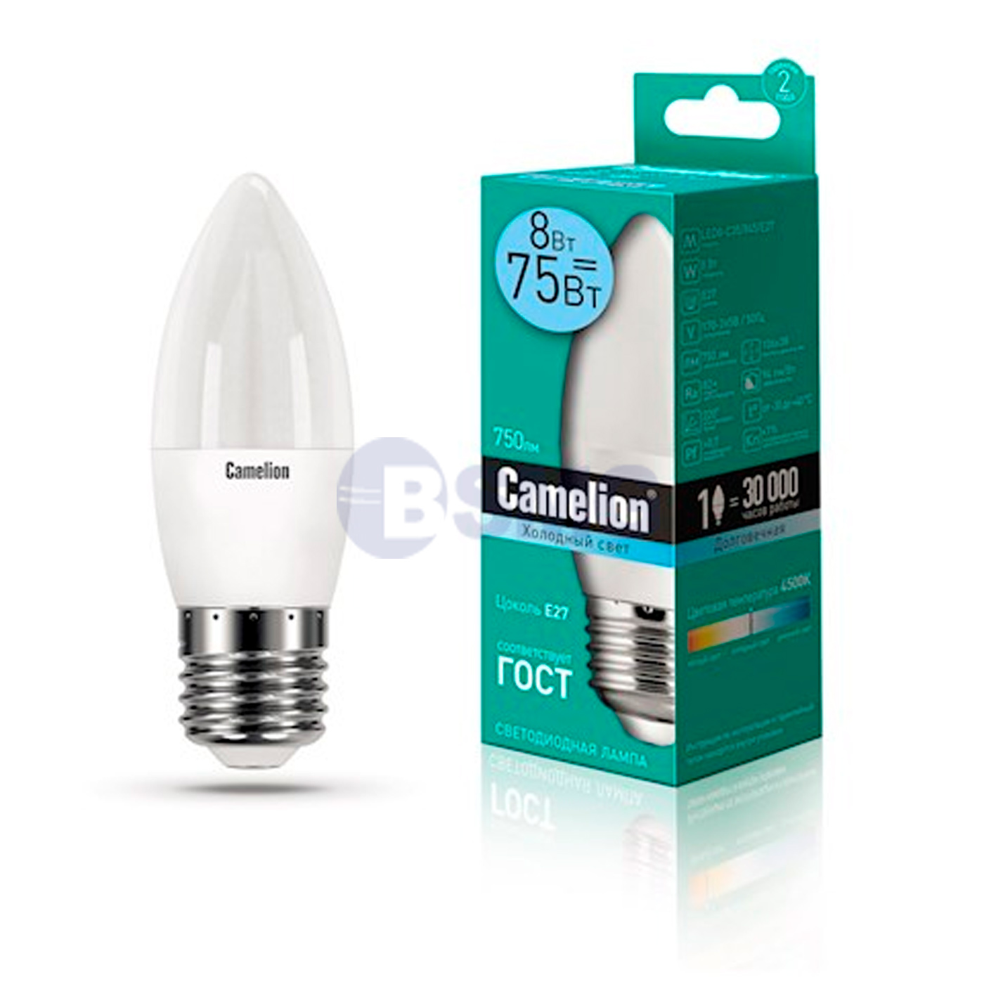 Camelion  LED ნათურა Lamp -  LED8-C35/845/E27 ნათურა ლედ განათებით ეკონომიური 8 ვატი   023720