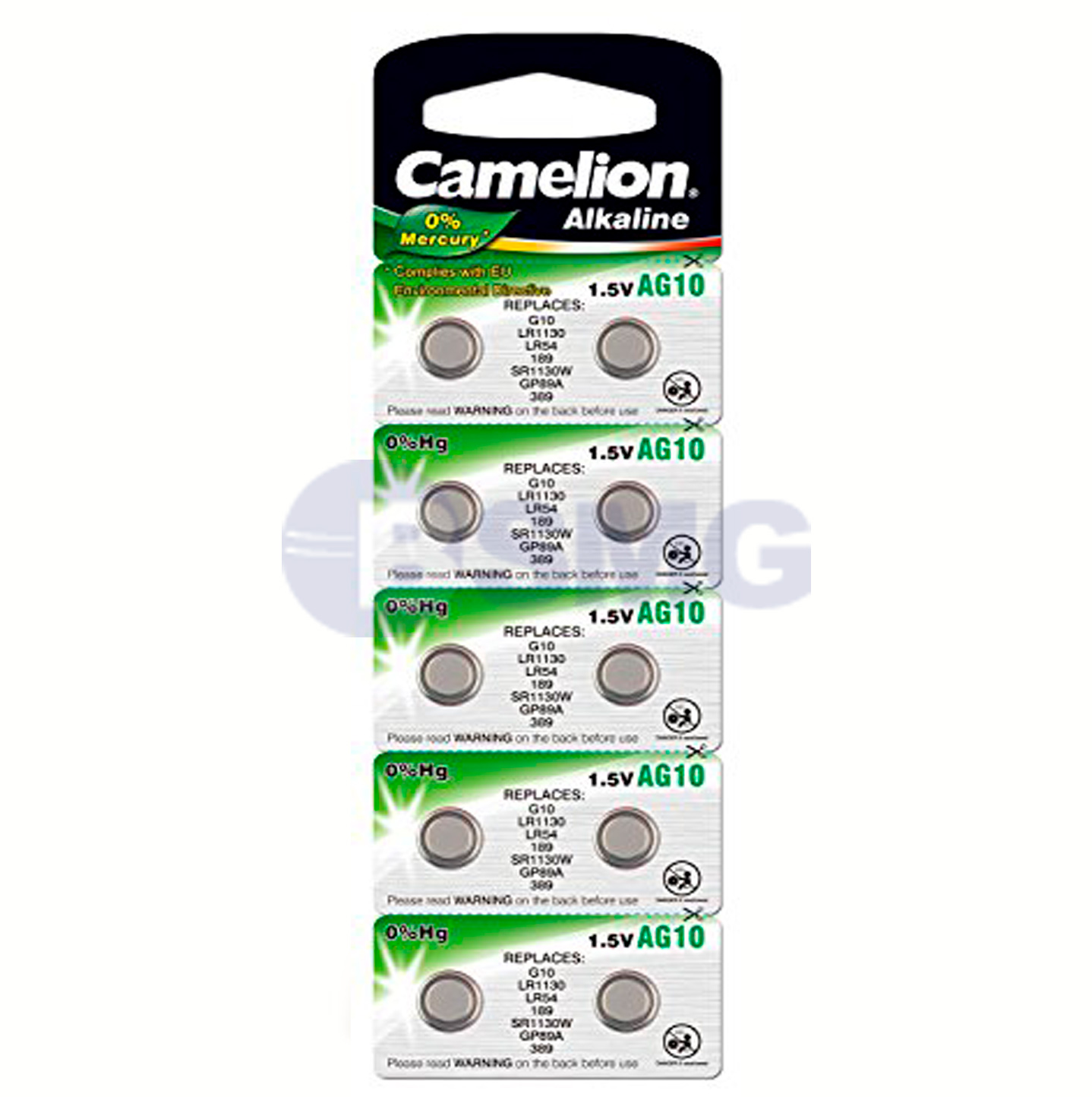 4981 Camelion Alkaline (mercury free) AG10 ელემენტი-ღილაკი, 10ც შეკრა AG10-BP10(0%HG)   020466