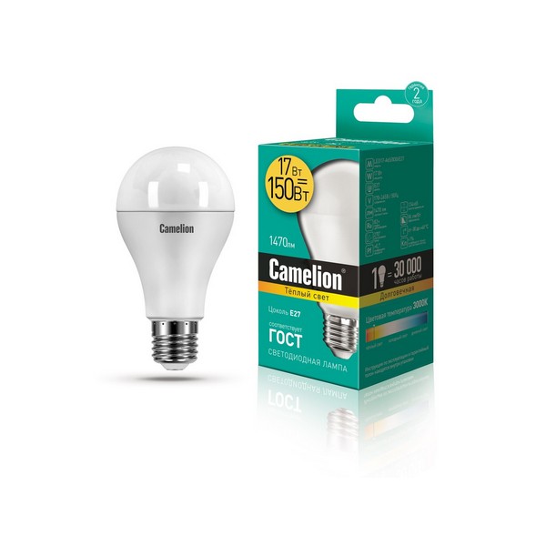 Camelion Led Lamp LED17-A65/830/E27 ნათურა ლედ განათებით ეკონომიური 17 ვატი   017002