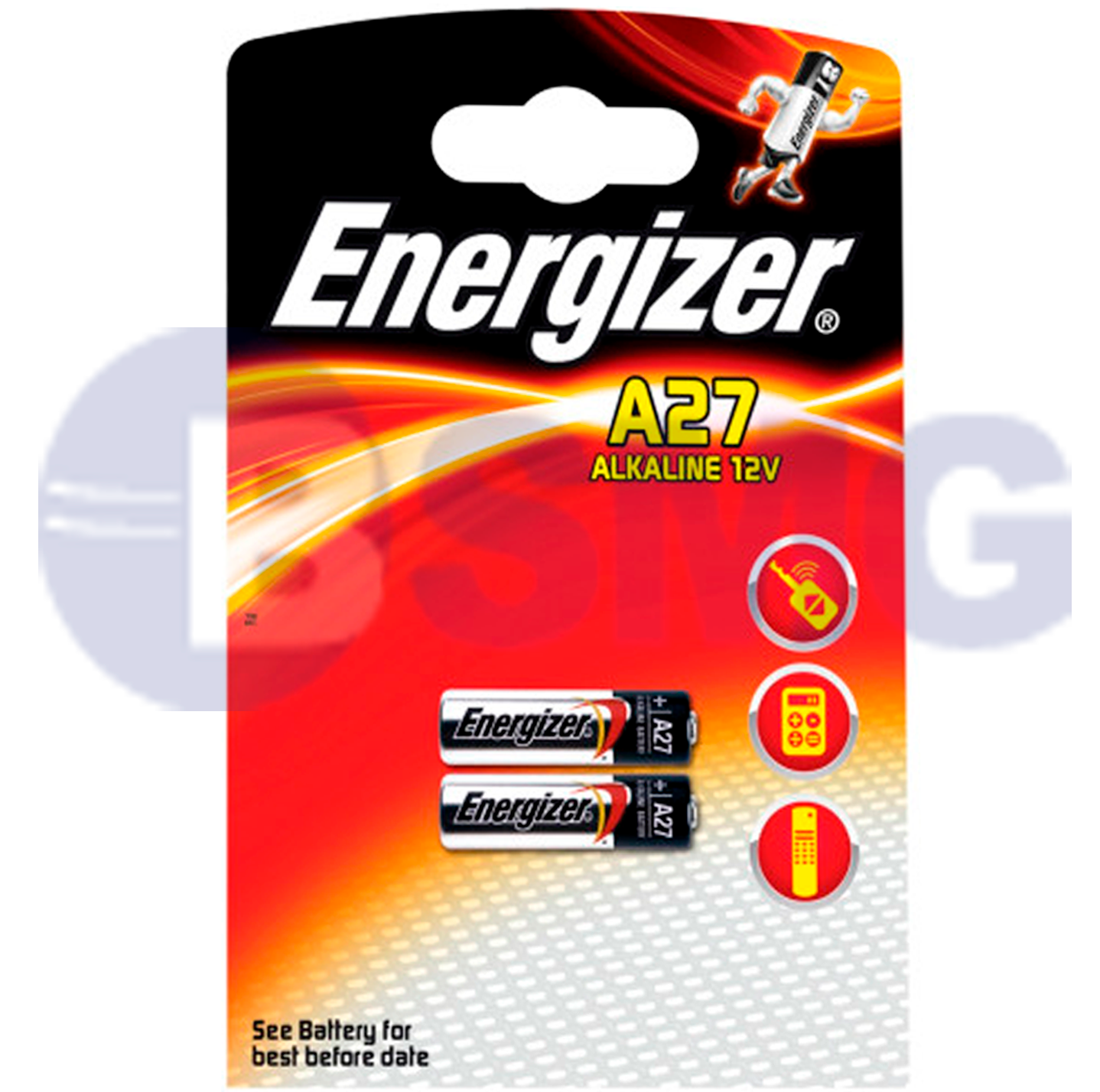 3330 Energizer Alkaline A27 ელემენტი, 2ც შეკვრა A27-FSB2 (639333)   012667