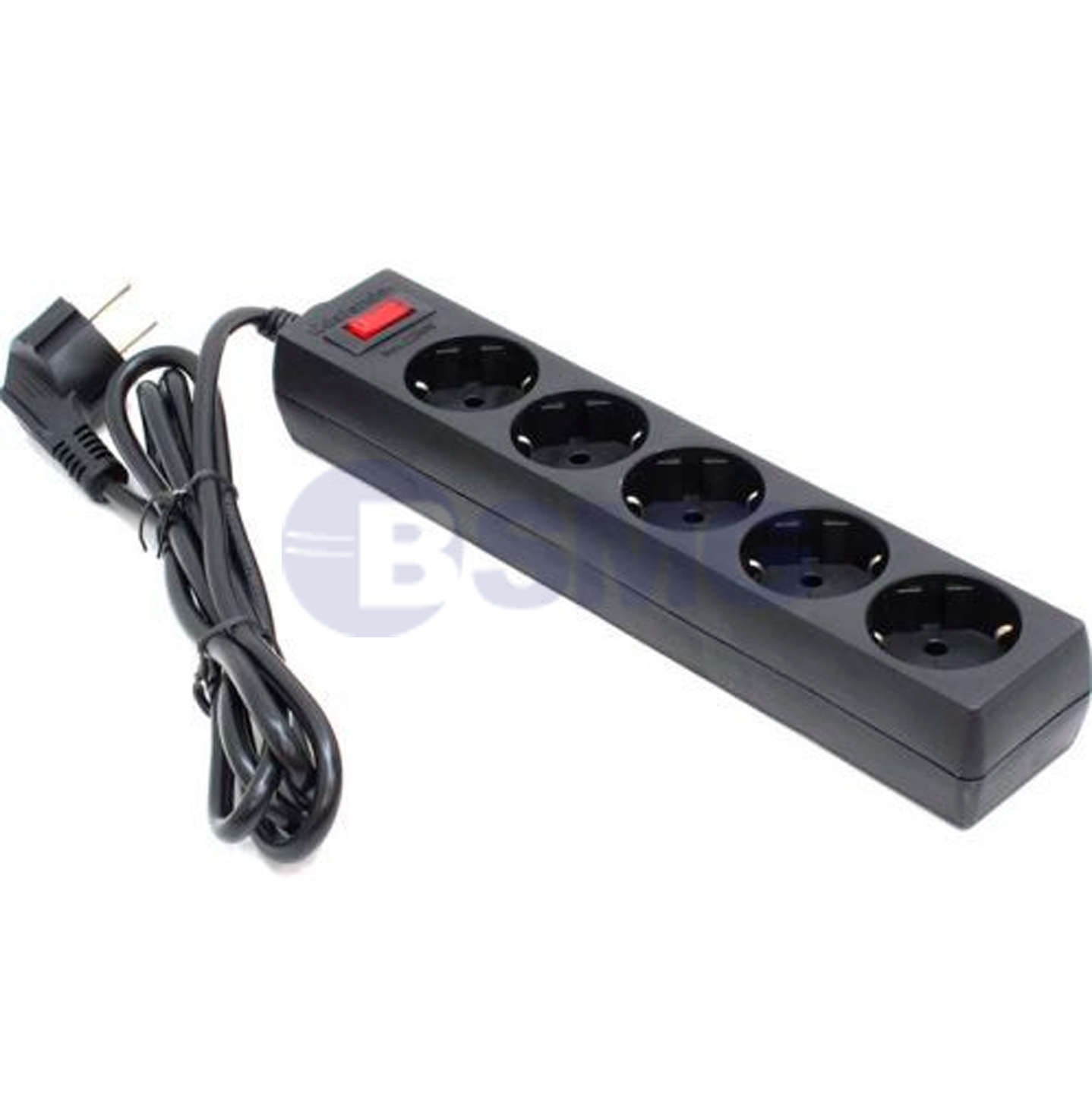 Defender - დამაგრძელებელი 5 ჩასართველით, 1,8 მეტრიანი, ჩამრთველით, შავი  022058