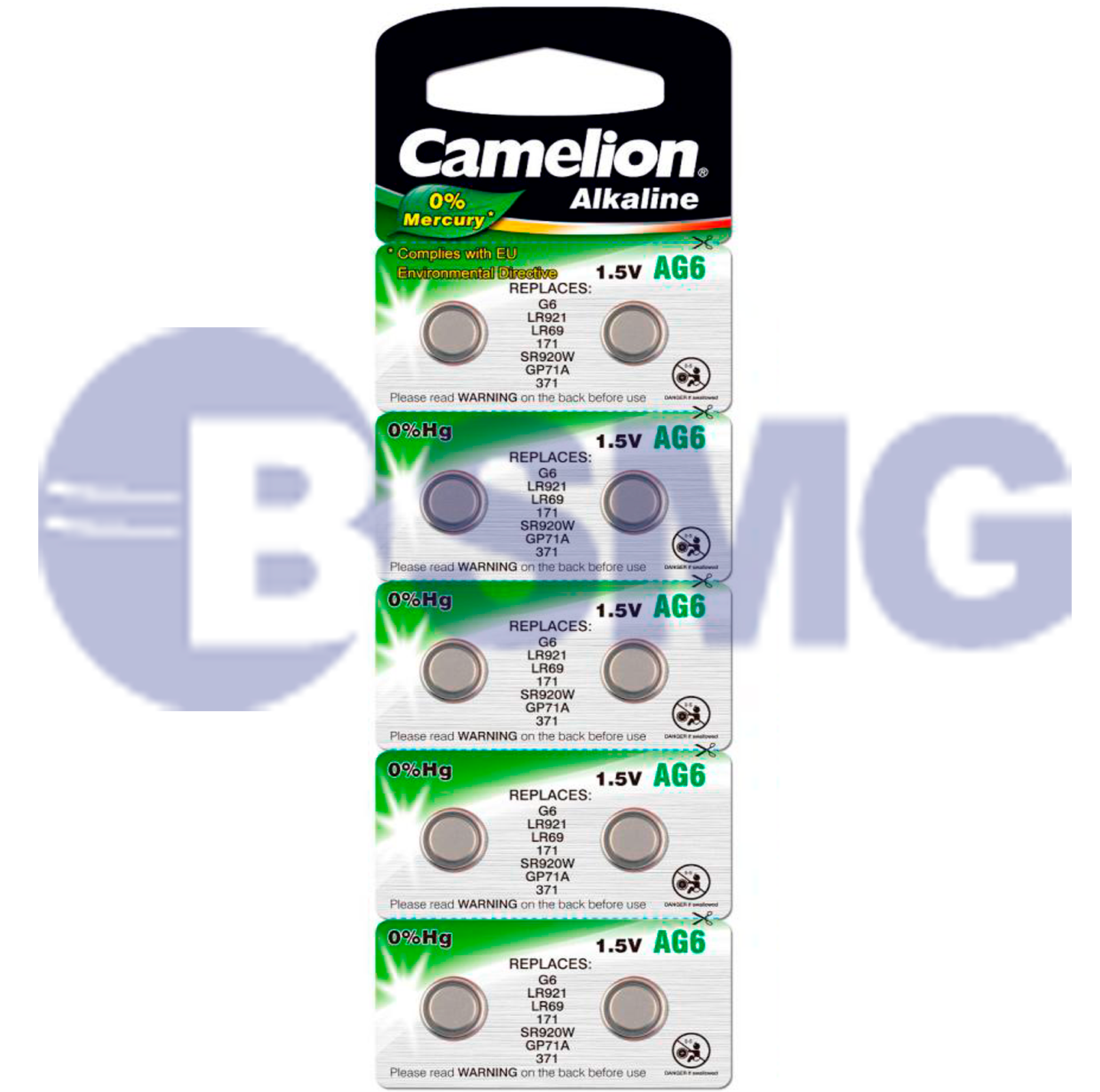 4943 Camelion Alkaline  AG6 ელემენტი-ღილაკი,  AG6-BP10(0%HG) (1 ცალი)  014872