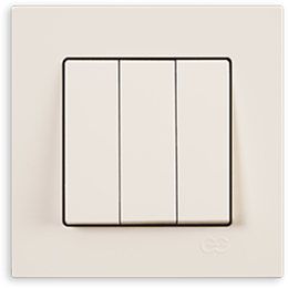 ჩამრთველი სამინანი კრემი  RITA 3GANG SWITCH CREAM  008974