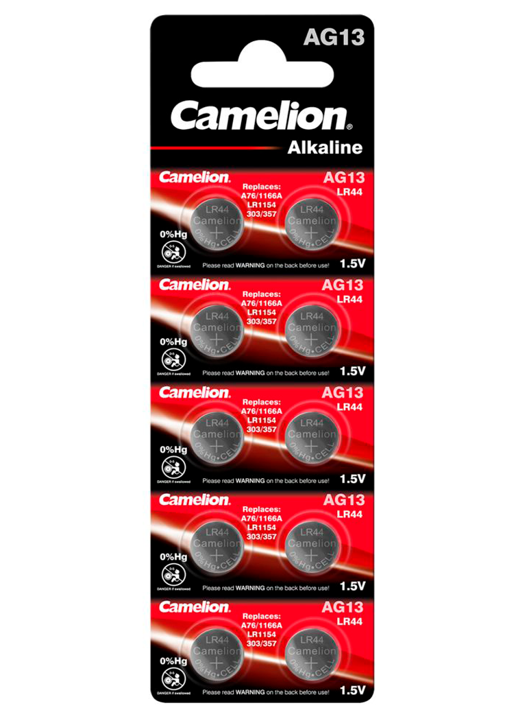 5018 Camelion Alkaline AG13 ელემენტი-ღილაკი, AG13-BP10(0%HG)   021033