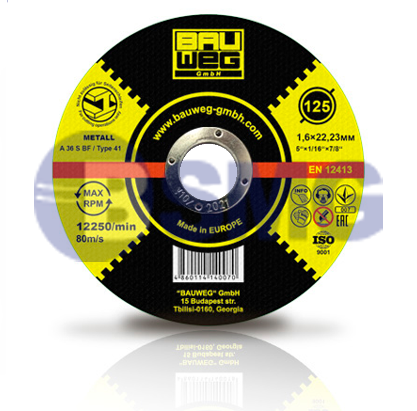 BW125/1.6 მეტალის საჭრელი დისკო 125*1.6*22.23   014171