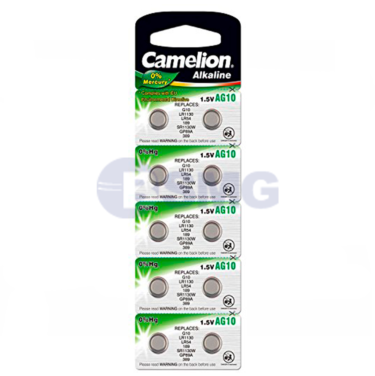 5018 Camelion Alkaline AG13 ელემენტი-ღილაკი, 10ც შეკრა, AG13-BP10(0%HG)  020463