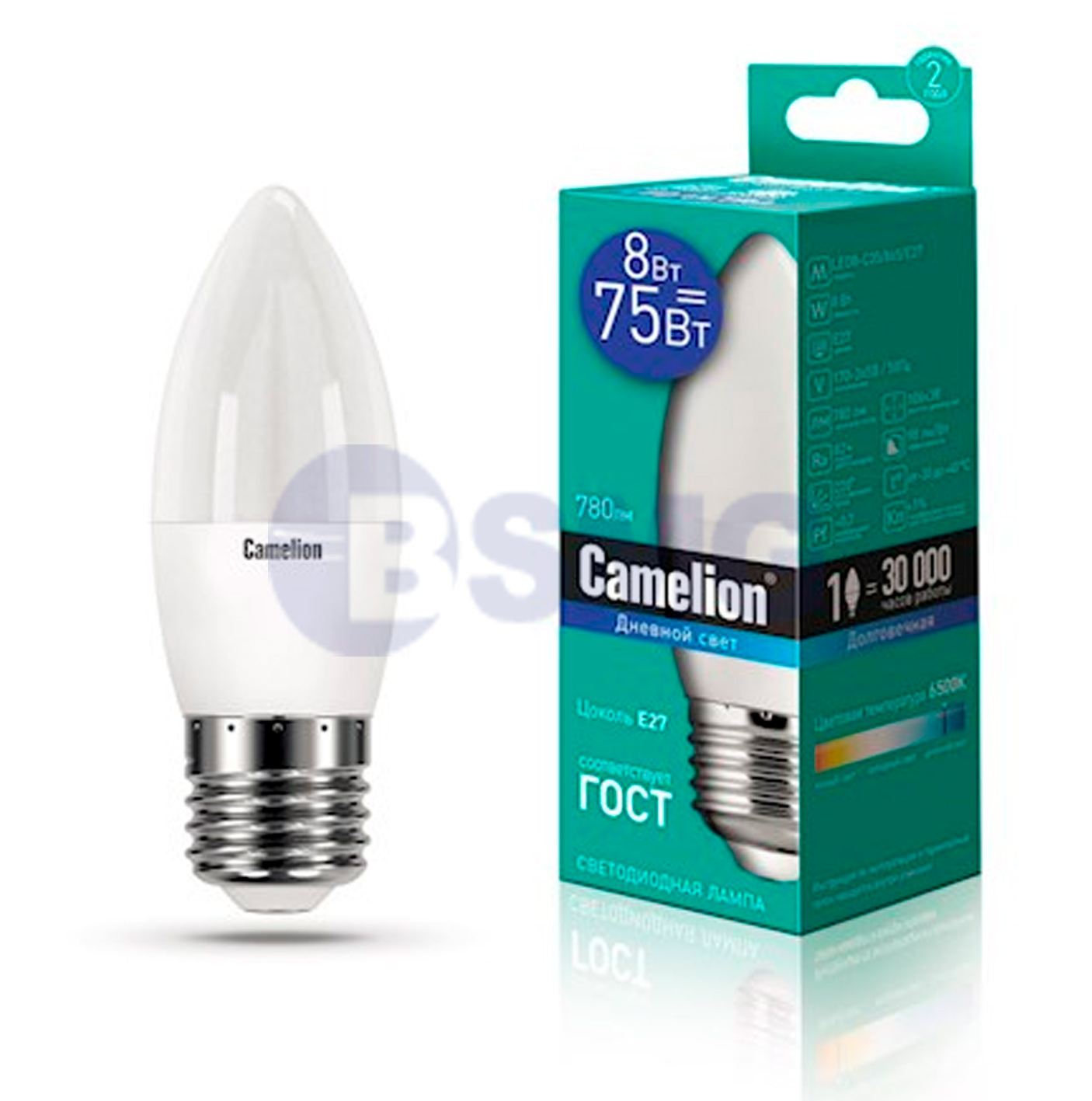 Camelion  LED ნათურა Lamp -  LED8-C35/865/E27 ნათურა ლედ განათებით ეკონომიური 8 ვატი (ეკვივალენტი 75   024667
