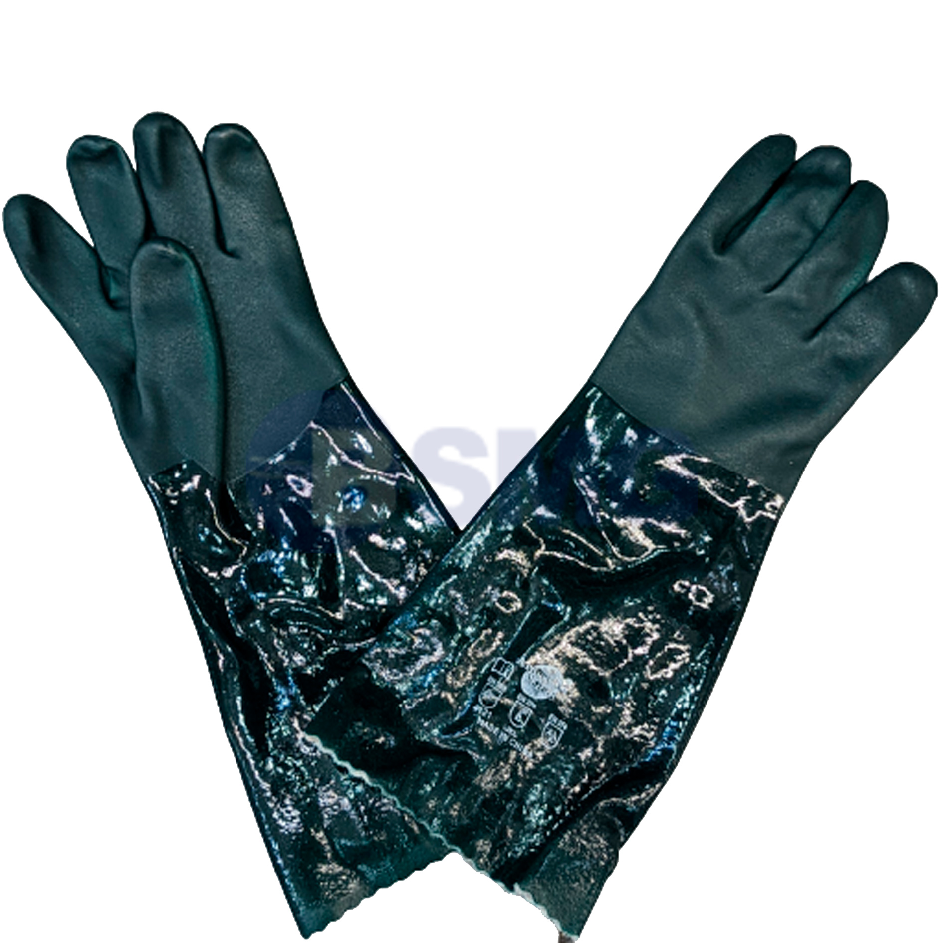 STL1815 S10 ქიმიური ხელთათმანი გრძელი მაჯით, ნიტრილის მწვანე   026544