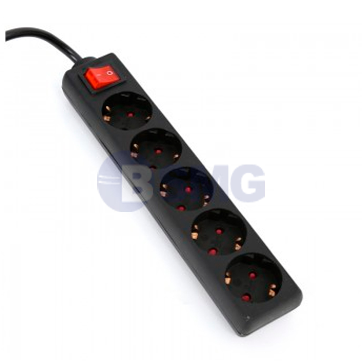 SOC33-0410 დამაგრძელებელი Linus 5-ადგილიანი 5 მტრ კაბელით დამიწებით და ჩამრთველით შავი   014636