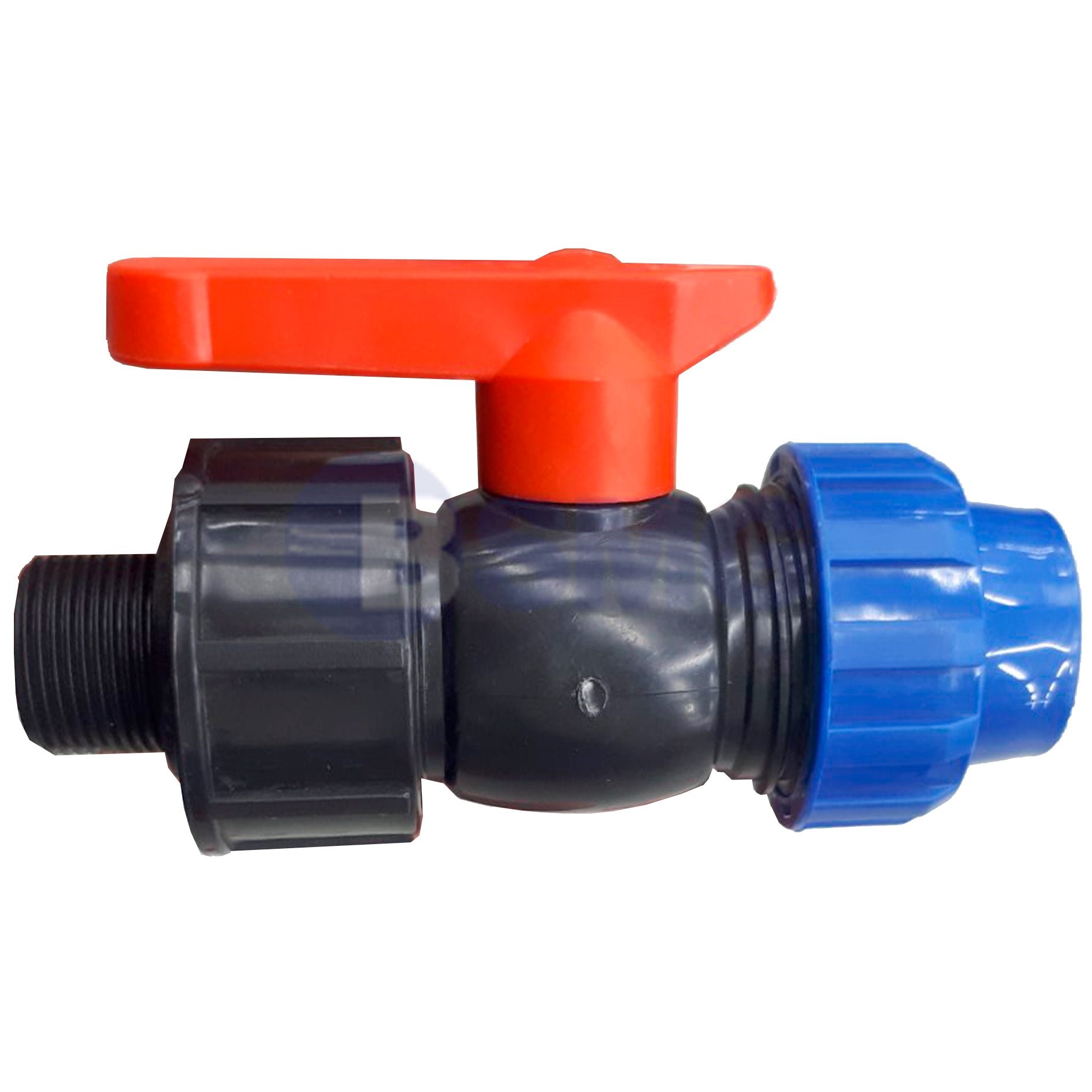 პლასტმასის სარქველი ონკანი გარე ხრახნით შავი მილისთვის3/4"F × 25  021030