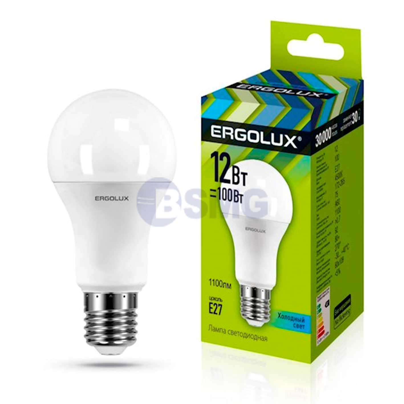 Ergolux Led Lamp  LED-A60-12W-E27-3K ნათურა ლედ განათებით ეკონომიური 12 ვატი   თბილი ნათება E27 ცოკოლზე (4895117874578)    023717