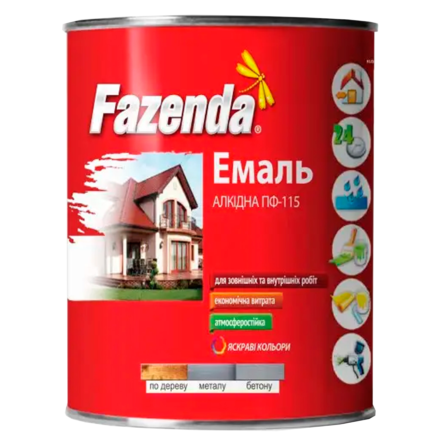 საღებავი ემალი PF-115 Fazenda წითელი 2.6 კგ    028338