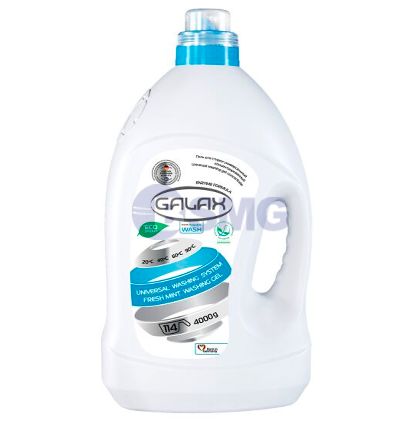 0009 - სარეცხის ჟელე ყველა ტიპის ქსოვილებისთვის უნივერსალური კონცენტრირებული GALAX"Fresh Mint" 4000    023682