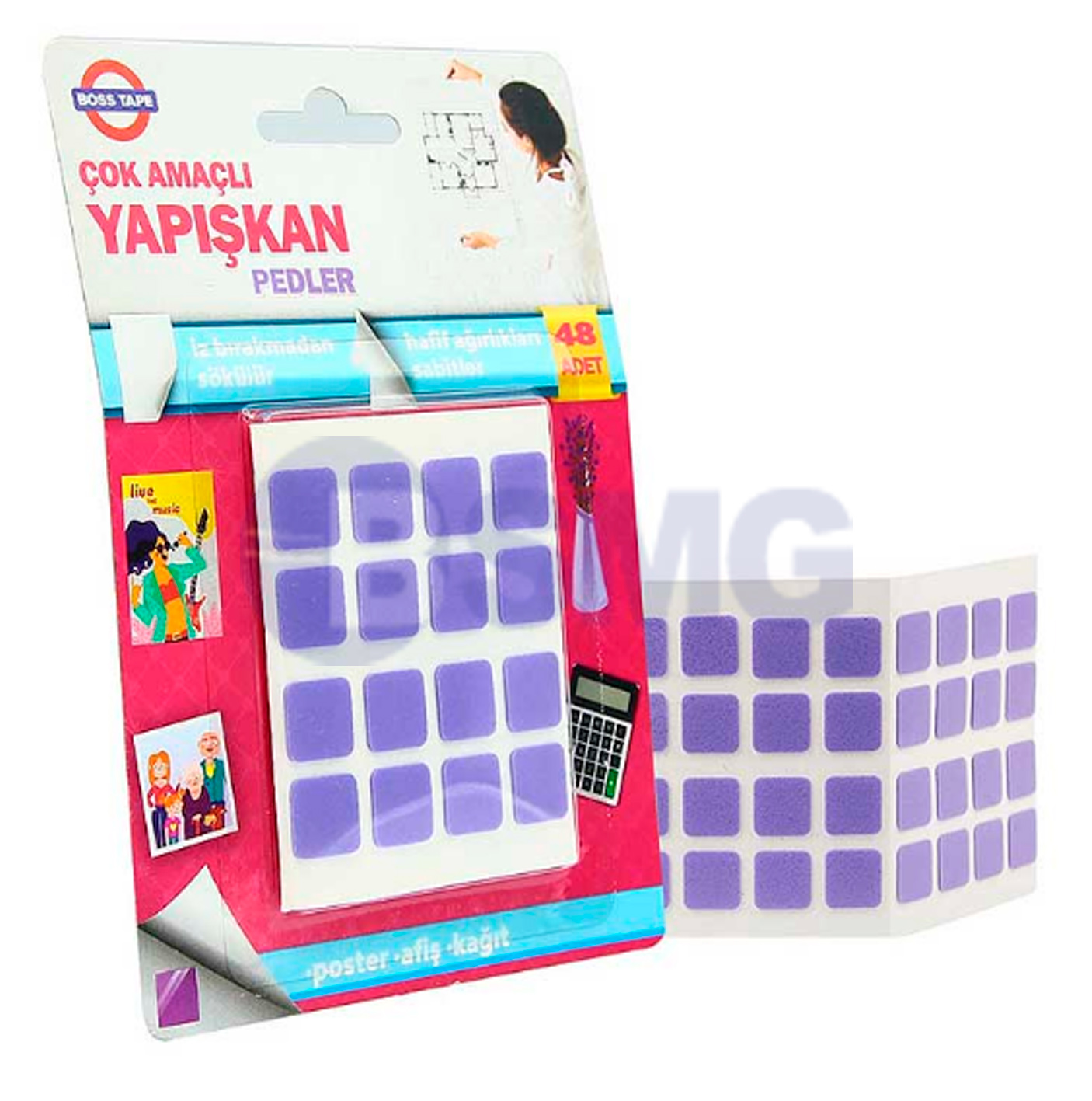 ორმხრივი სკოჩის ფირფიტები დეკორაციისთვის (ბუშტი, პლაკატი, ქაღალდი) 12მმ X 12მმ    026374