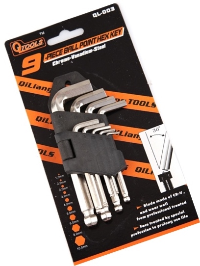 ქანჩის გასაღებების ნაკრები	 1.5მმ 2მმ 2,5მმ 3მმ, 4მმ, 5მმ 6მმ, 8მმ, 10მმ  007712