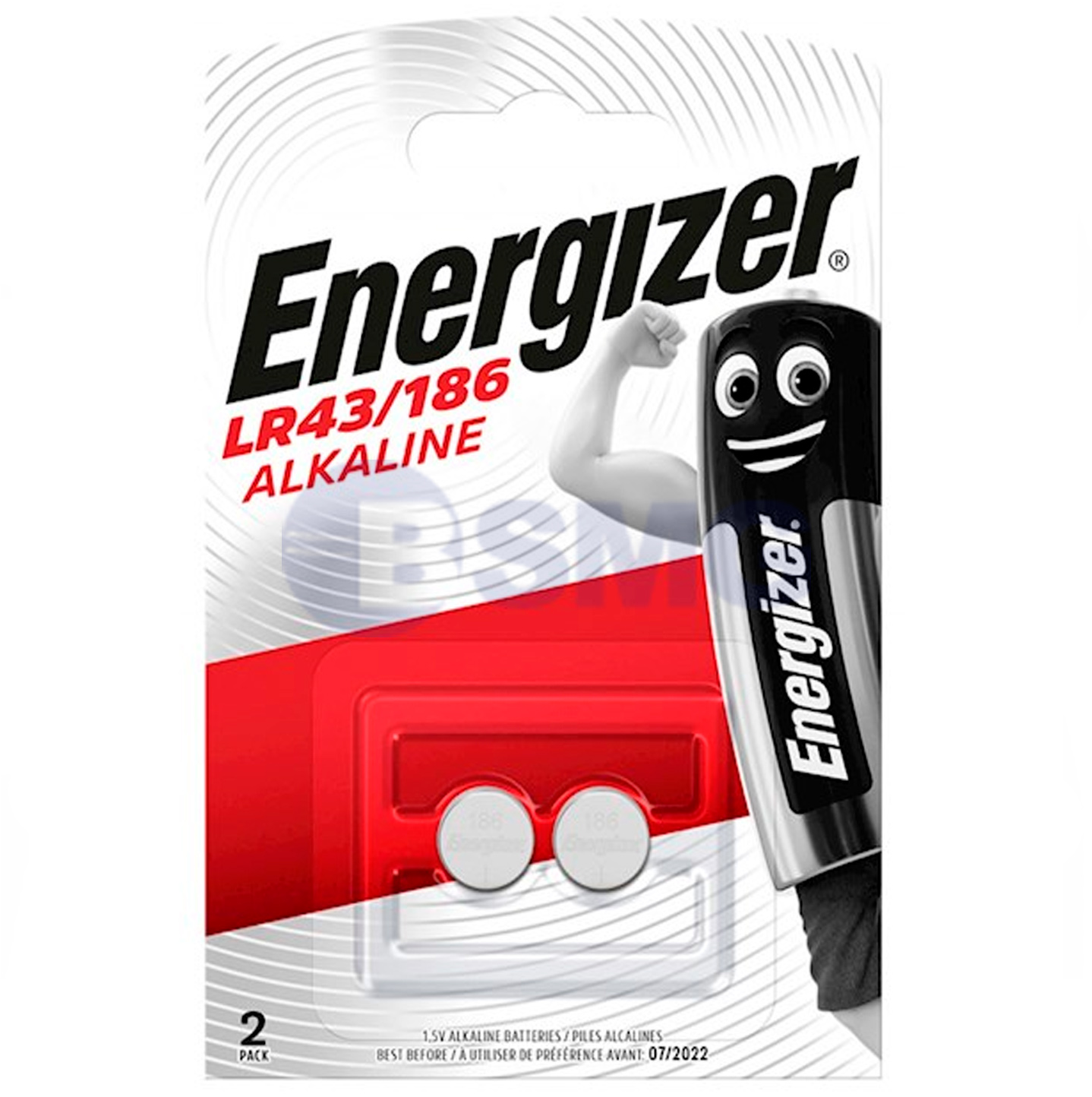 3194 Energizer Alkaline LR43/186 (AG12) ელემენტი-ღილაკი, 2ც შეკვრა  LR43-FSB2 (639319)  022106