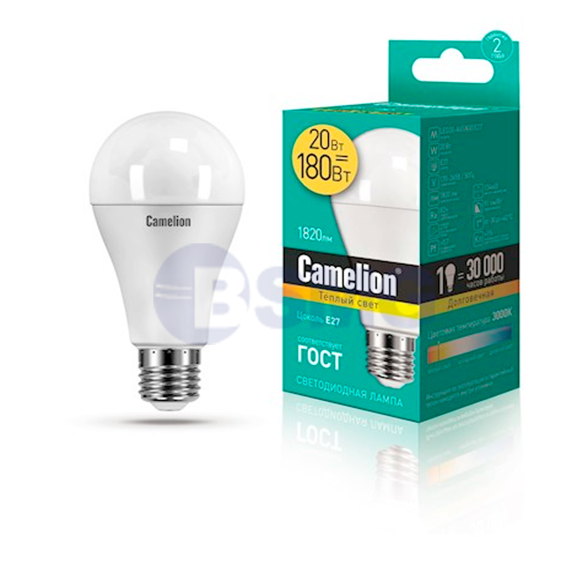 Camelion Led Lamp LED20-A65/830/E27 ნათურა ლედ განათებით ეკონომიური 20 ვატი (ეკვივალენტი 180 ვატის)  025923